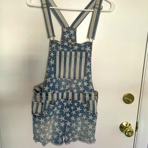 Urban Outfitters American Flag Denim Overalls
